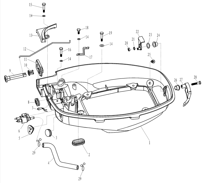 F15-05030000 Locking assembly, top cowling #22