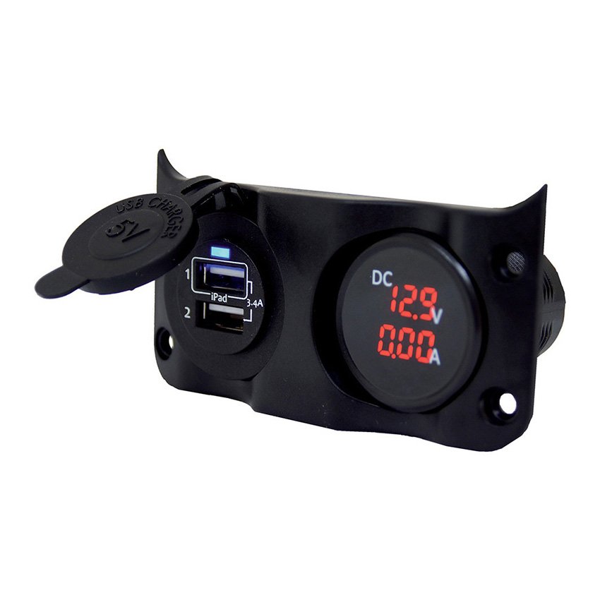 Talamex Switchpanel Add On With Double Usb & Digital Volt- + Ampmeter