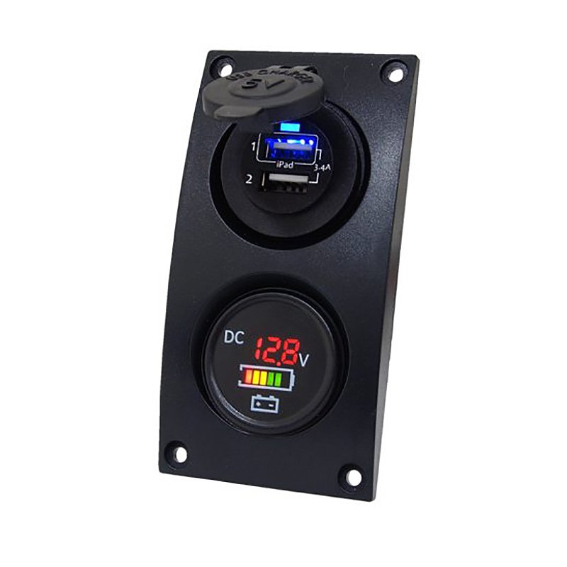Talamex Switchpanel Curved Add On With Double Usb & Digital Voltmeter/Battery Indicator