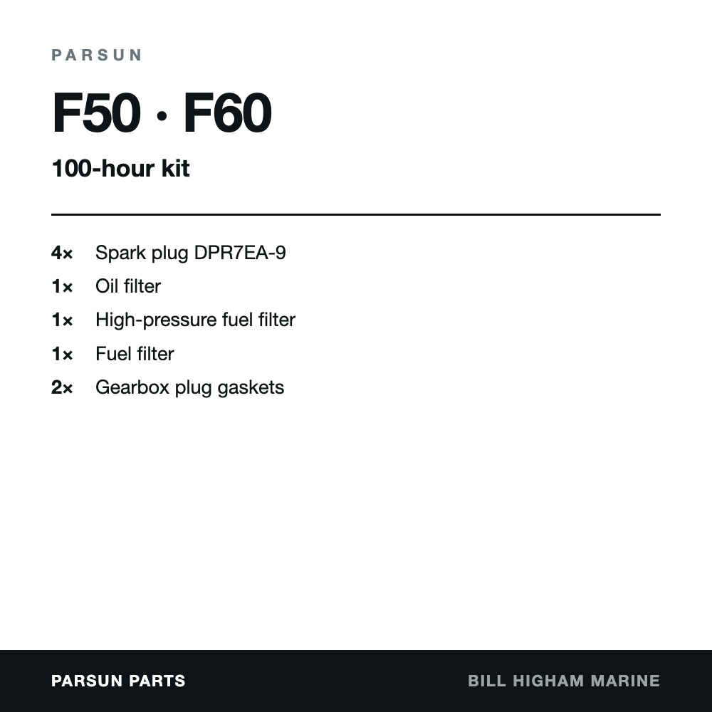 Parsun F50 & F60 4-Stroke 100-Hour Service Kit: contents