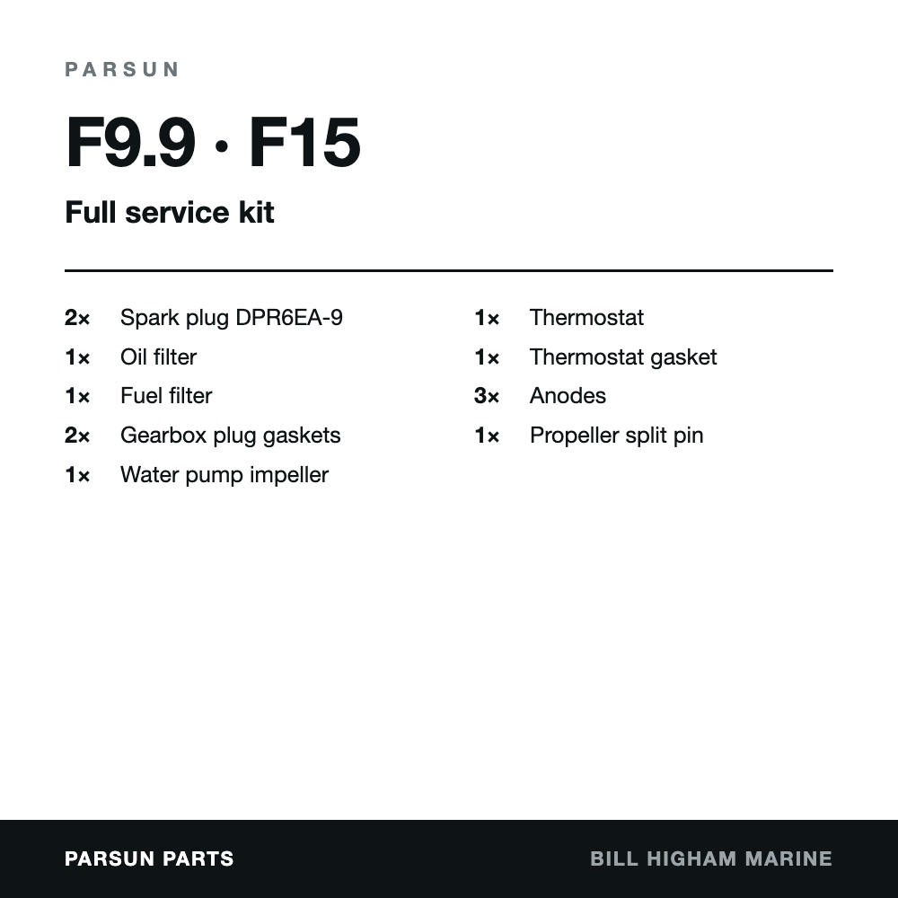 Parsun F9.9 & F15 4-Stroke Service Kit: contents