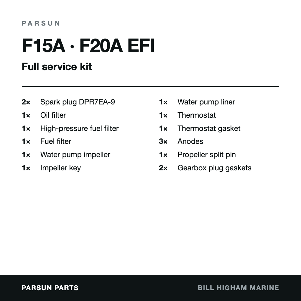 Parsun F15A & F20A EFI 4-Stroke Service Kit: contents