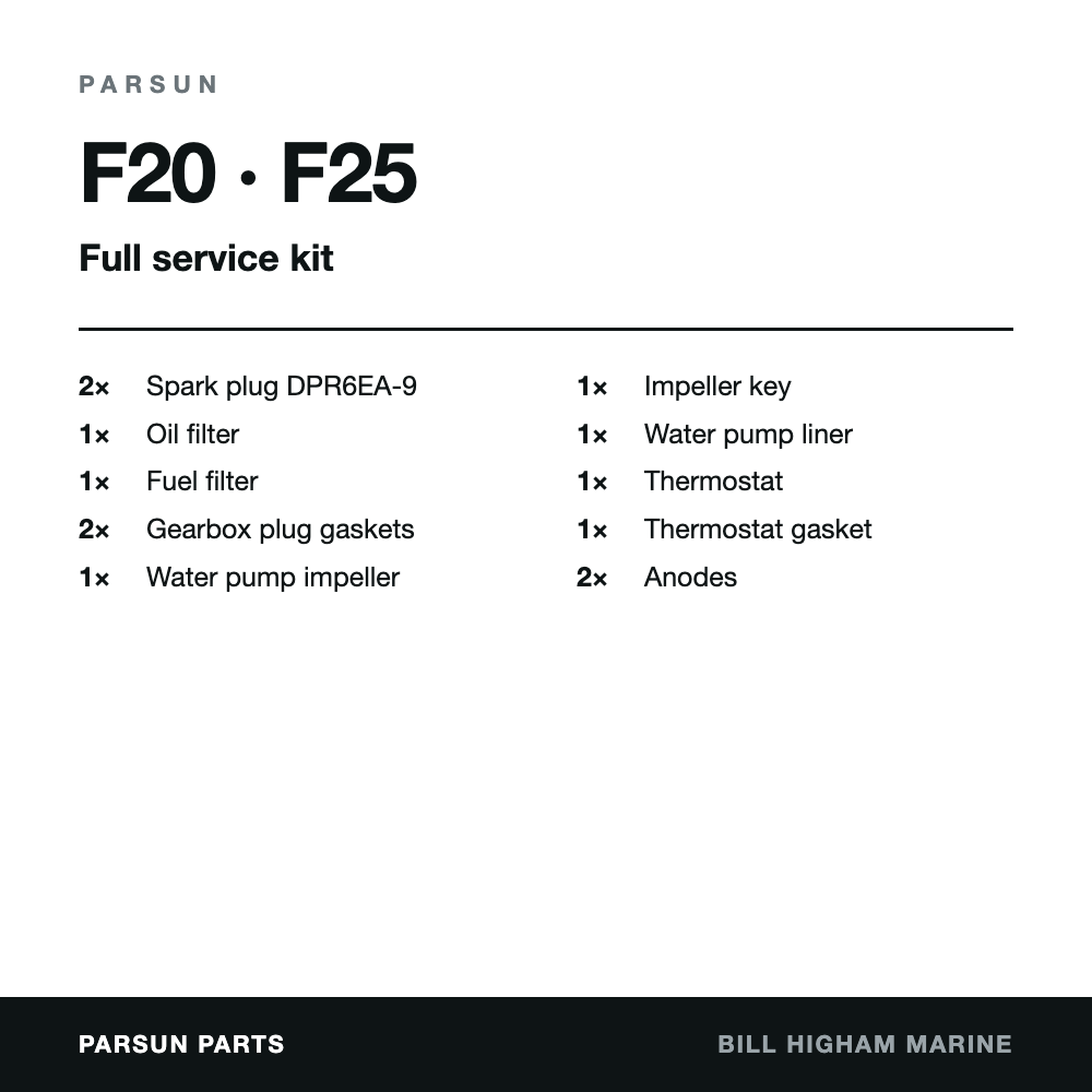 Parsun F20 & F25 4-Stroke Service Kit: contents
