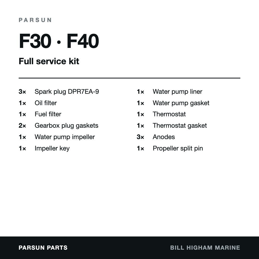 Parsun F30 & F40 4-Stroke Service Kit: contents