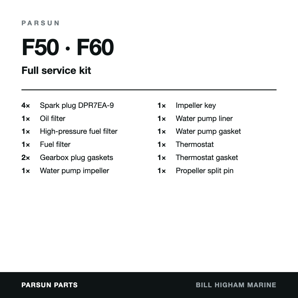 Parsun F50 & F60 4-Stroke Service Kit: contents