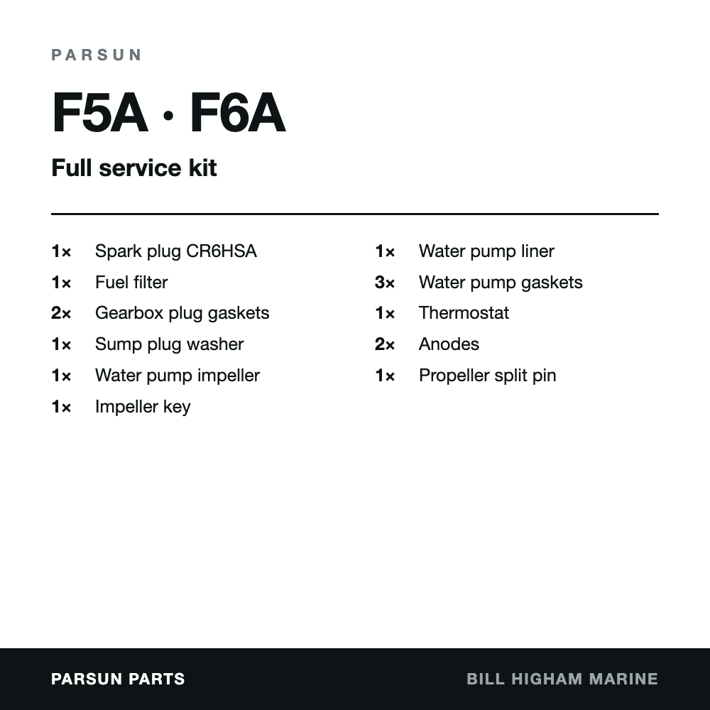 Parsun F5A & F6A 4-Stroke Service Kit: contents