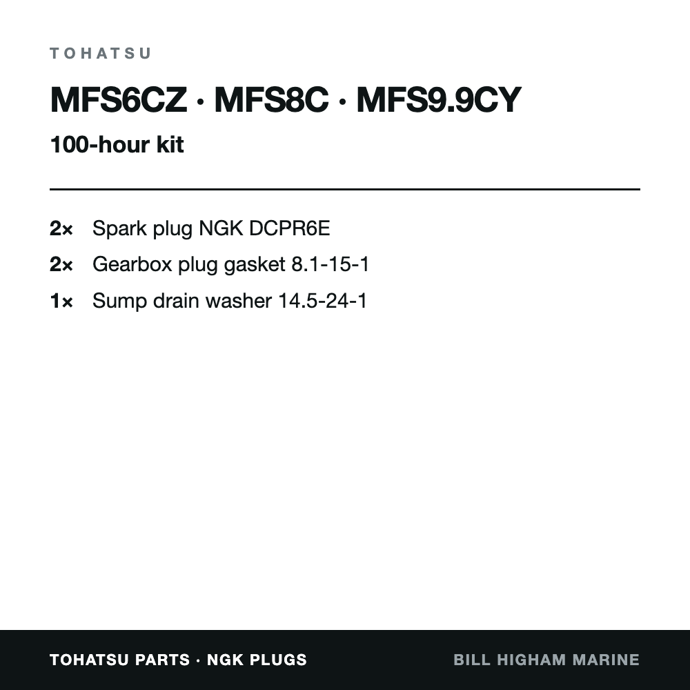 Tohatsu MFS6CZ, MFS8C & MFS9.9CY 100-Hour Service Kit: contents
