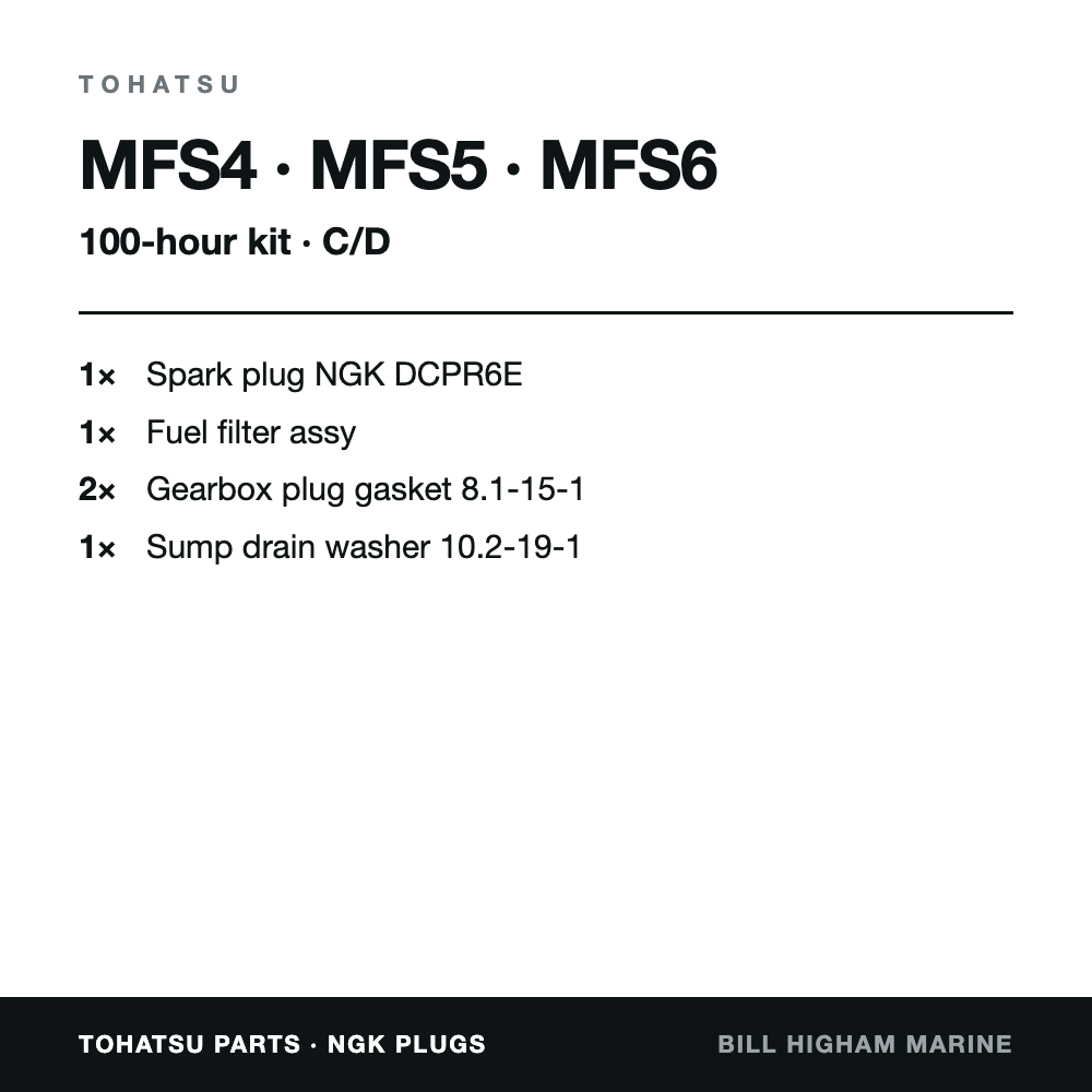Tohatsu MFS4, MFS5 & MFS6 100-Hour Service Kit: contents