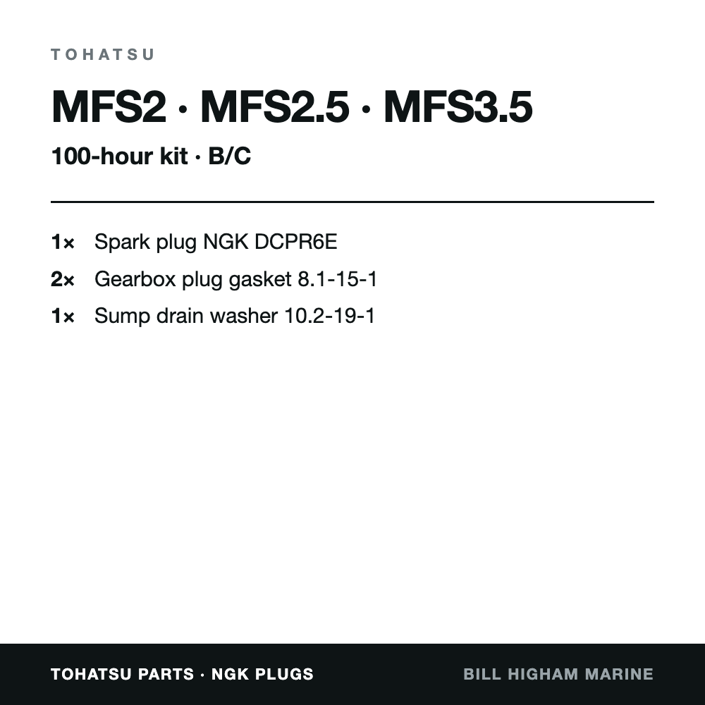 Tohatsu MFS2, MFS2.5 & MFS3.5 100-Hour Service Kit: contents