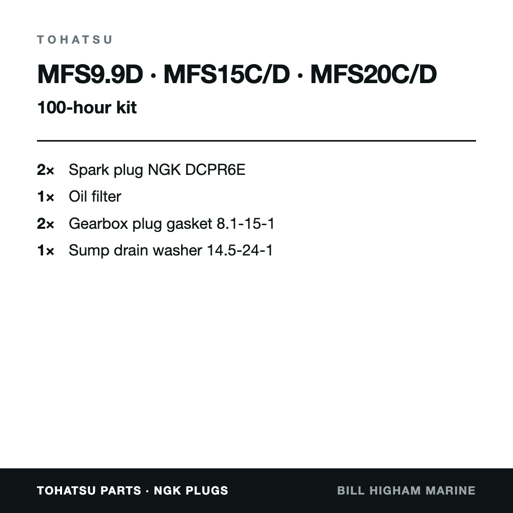 Tohatsu MFS9.9, MFS15 & MFS20 (C/D) 100-Hour Service Kit: contents