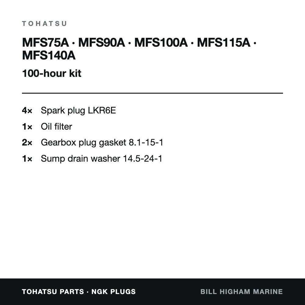 Tohatsu MFS75A-MFS140A 100-Hour Service Kit: contents