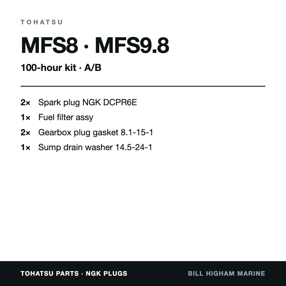 Tohatsu MFS8 & MFS9.8 (A/B) 100-Hour Service Kit: contents