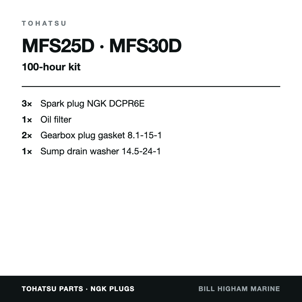 Tohatsu MFS25D & MFS30D 100-Hour Service Kit: contents